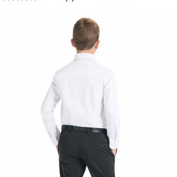 Boys Kenneth Cole Reaction White Long Sleeve Button Front Dress Shirt Size 20 - Picture 5 of 8